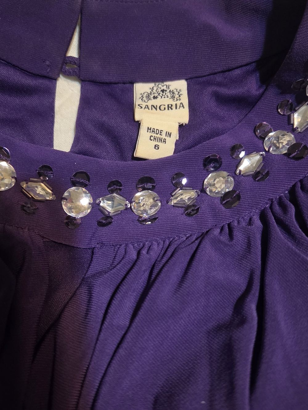 Signature by Sangria Girls' Purple Embellished Dress Top
